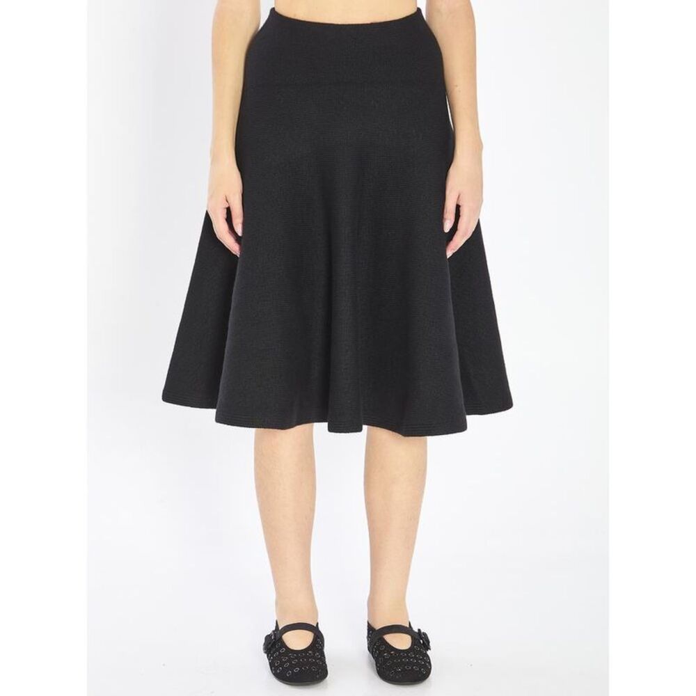 ALAIA Knit Flare Midi Skirt Women BLACK Skirts
